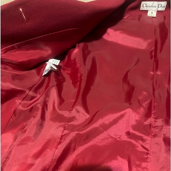 CHRISTIAN DIOR Maroon Blazer Jacket With Goldtone Buttons 100% Wool Size 4  - Picture 9 of 10